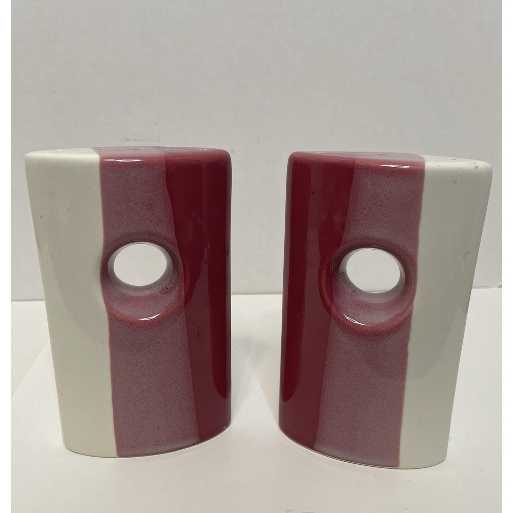 RARE Fabrik Agate Pass Pink Salt Pepper Shaker Stoneware Pottery MCM Jim McBride